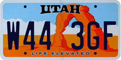 UT license plate W443GF