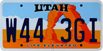 UT license plate W443GI