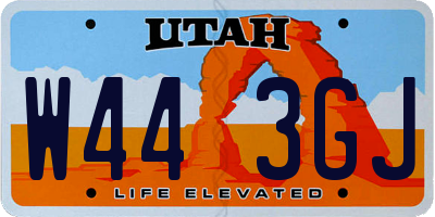 UT license plate W443GJ