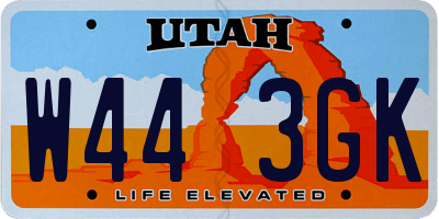 UT license plate W443GK