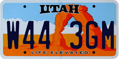 UT license plate W443GM