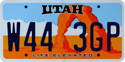 UT license plate W443GP