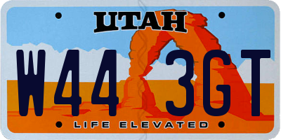 UT license plate W443GT