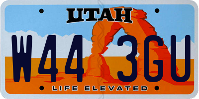 UT license plate W443GU