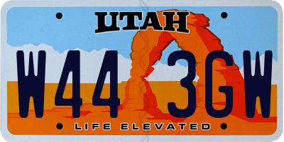 UT license plate W443GW