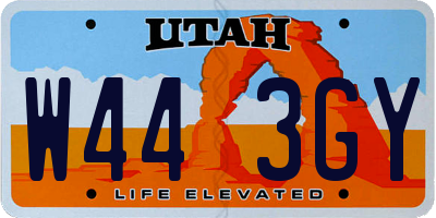 UT license plate W443GY