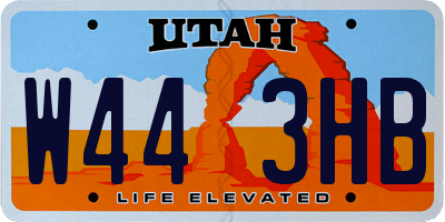 UT license plate W443HB