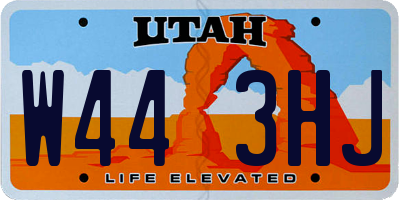 UT license plate W443HJ
