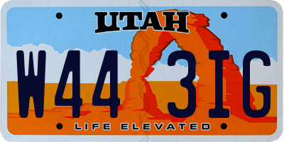 UT license plate W443IG