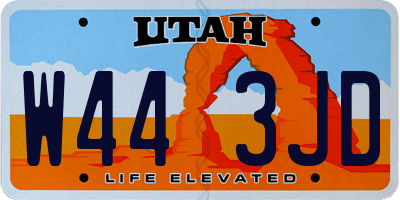 UT license plate W443JD