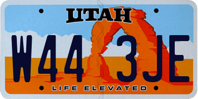 UT license plate W443JE