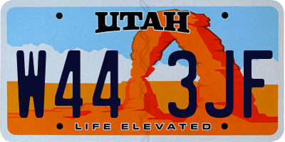 UT license plate W443JF