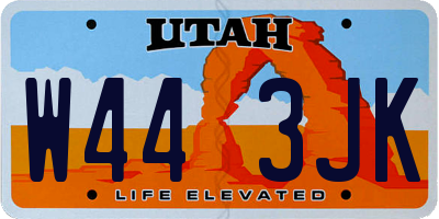 UT license plate W443JK