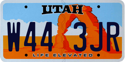 UT license plate W443JR