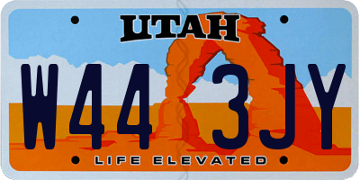 UT license plate W443JY