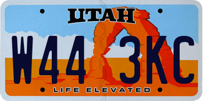 UT license plate W443KC