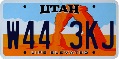 UT license plate W443KJ