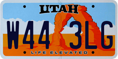 UT license plate W443LG