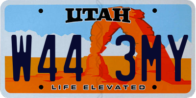 UT license plate W443MY