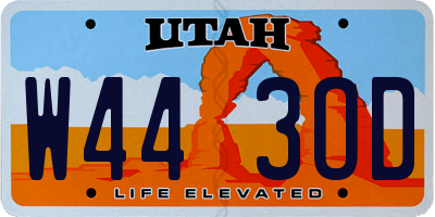UT license plate W443OD