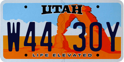 UT license plate W443OY