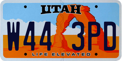 UT license plate W443PD