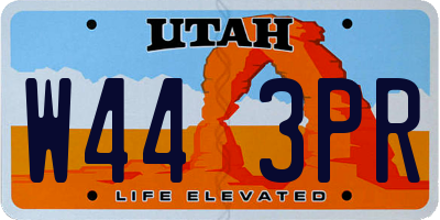 UT license plate W443PR