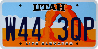 UT license plate W443QP