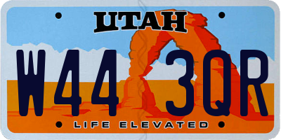 UT license plate W443QR
