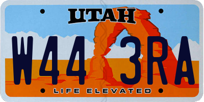 UT license plate W443RA