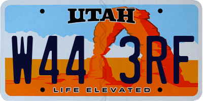 UT license plate W443RF
