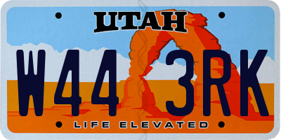 UT license plate W443RK