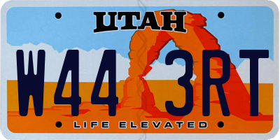 UT license plate W443RT