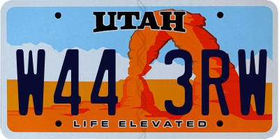 UT license plate W443RW