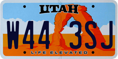 UT license plate W443SJ