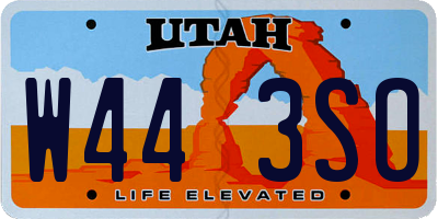 UT license plate W443SO