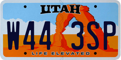 UT license plate W443SP