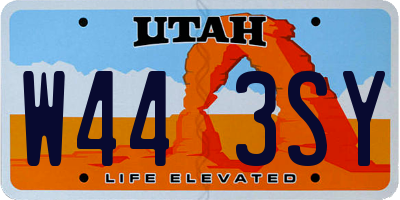 UT license plate W443SY