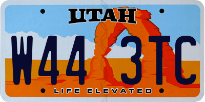UT license plate W443TC