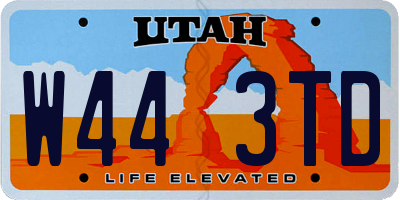 UT license plate W443TD