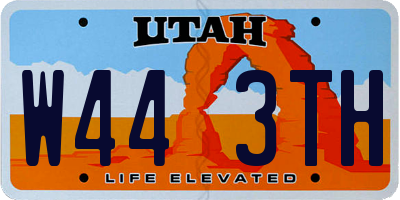 UT license plate W443TH