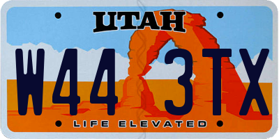 UT license plate W443TX