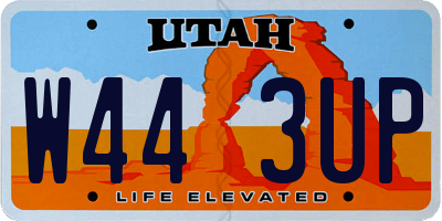 UT license plate W443UP