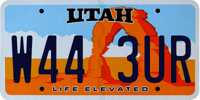 UT license plate W443UR