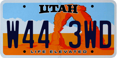 UT license plate W443WD