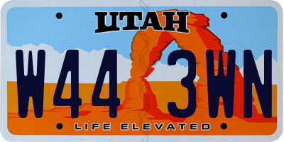 UT license plate W443WN
