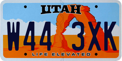 UT license plate W443XK
