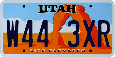 UT license plate W443XR
