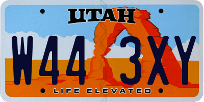 UT license plate W443XY