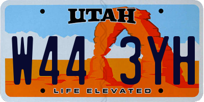 UT license plate W443YH